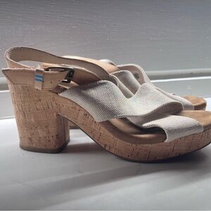 Toms Cream Wedge Sandals